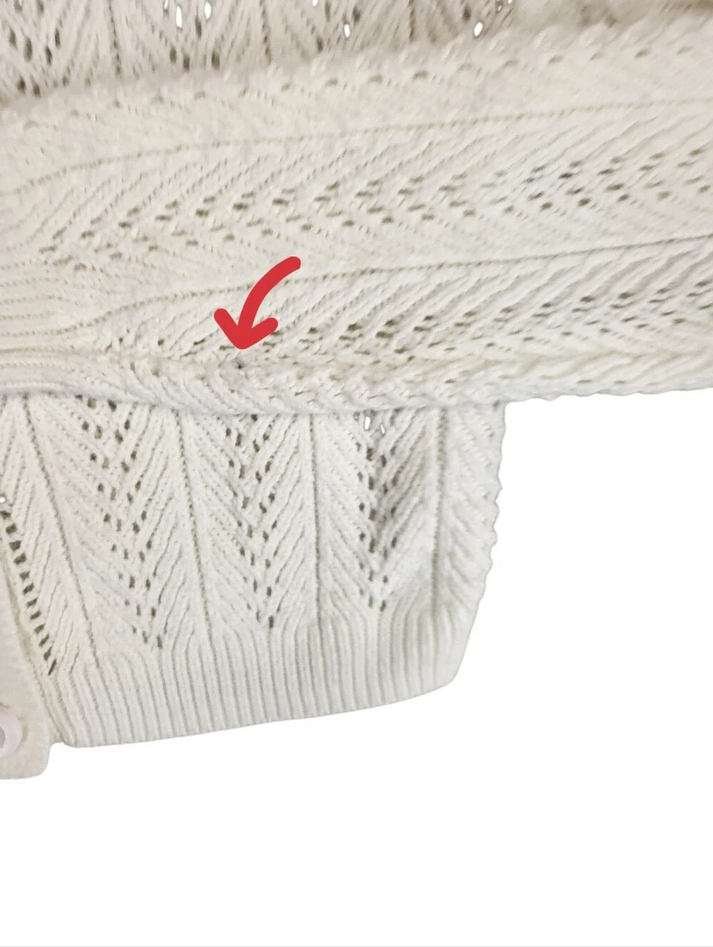 Hollister White Cable Pointelle Crochet Knit Cropped Cardigan Sweater Size XS